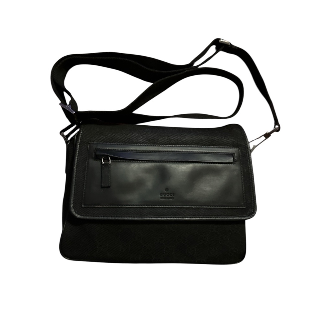 GUCCI GG Black Canvas Shoulder Bag or Crossbody Bag Black Canvas T00R - Picture 3 of 14